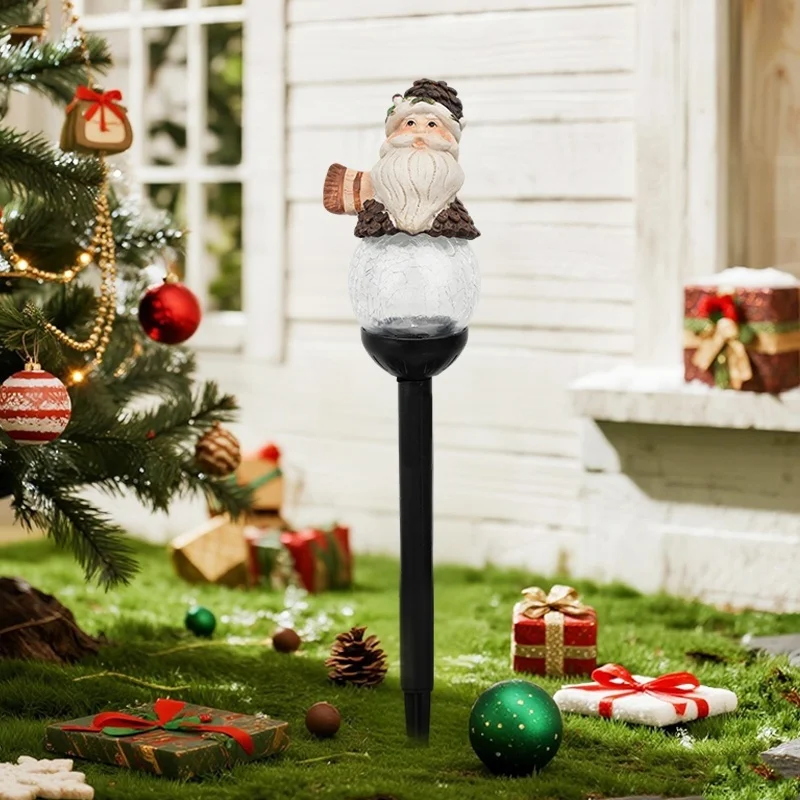 SM25393 Christmas Snowman Globe Resin Statue Solar Stake Light_4
