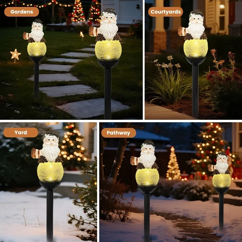 SM25393 Christmas Snowman Globe Resin Statue Solar Stake Light_5