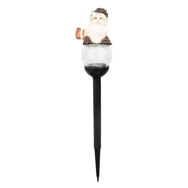 SM25393 Christmas Snowman Globe Resin Statue Solar Stake Light_7