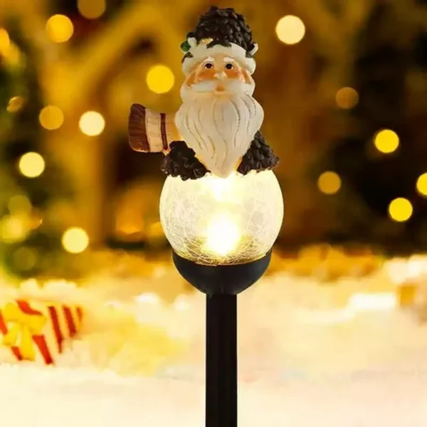 SM25393 Christmas Snowman Globe Resin Statue Solar Stake Light_9