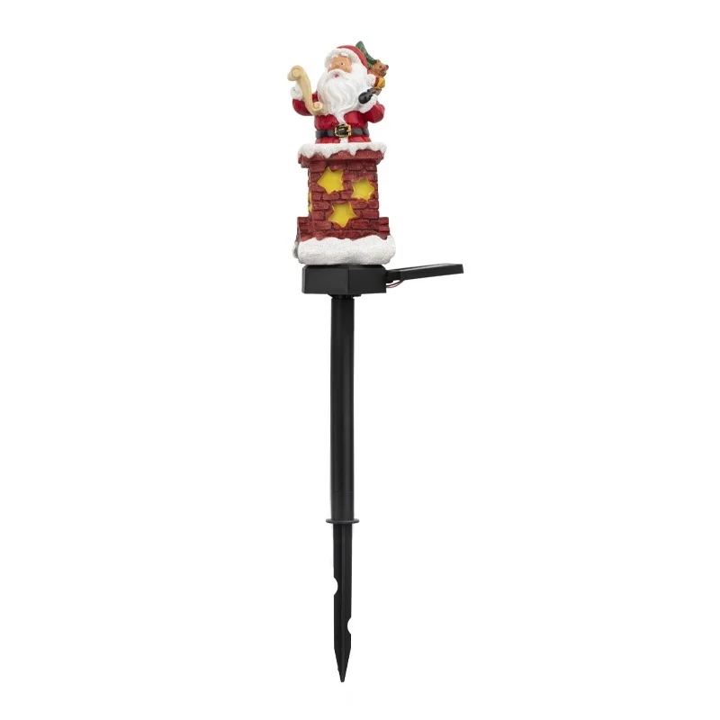 SM25394 Resin Statue Christmas Santa Claus Solar Stake Light, Red White Black Decorative with Stand and Base, Powered_4