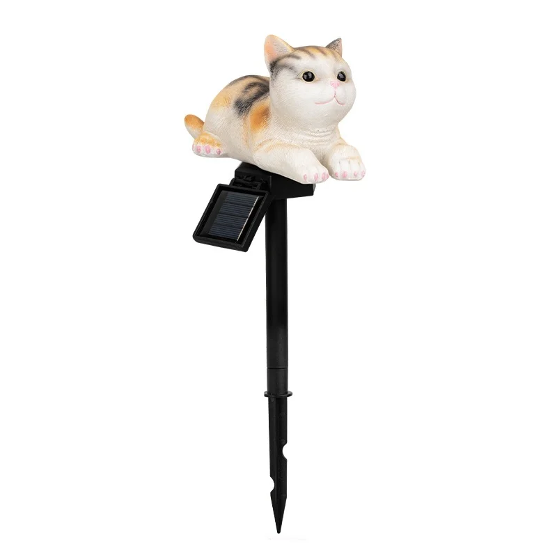SM25397 Cat Resin Statue Animal Solar Stake Light_3