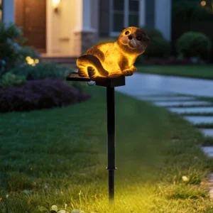 SM25398 Otter Resin Statue Animal Solar Stake Light