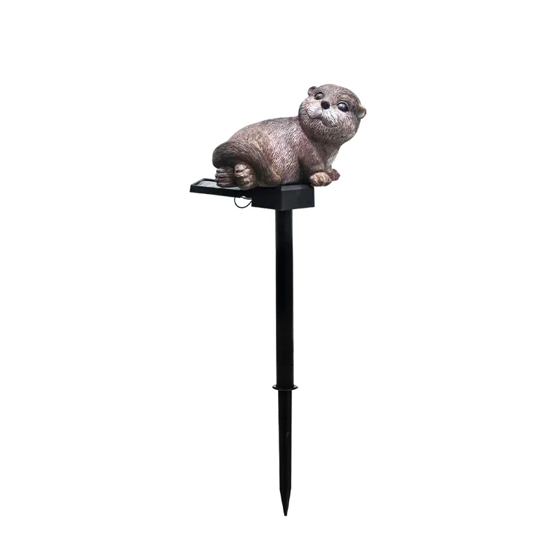 SM25398 Otter Resin Statue Animal Solar Stake Light_2