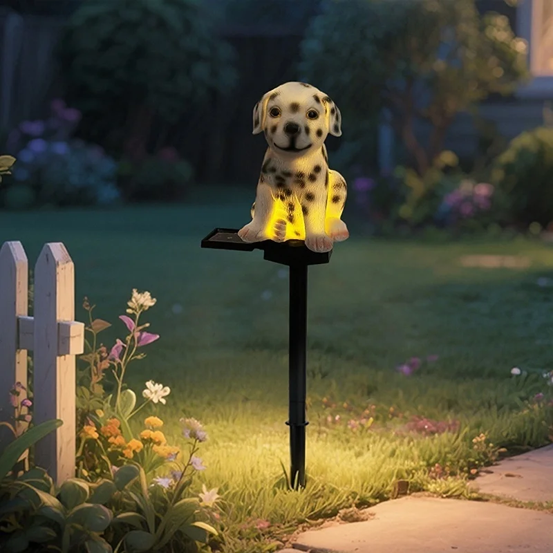 SM25399 Small Glossy Silver Otter Resin Statue Solar Stake Light