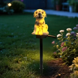 SM25399 Small Glossy Silver Otter Resin Statue Solar Stake Light_4