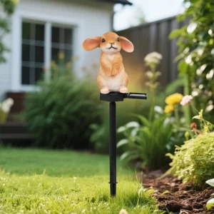 SM25400 Mini Gold Textured Otter Resin Statue Solar Stake Light Animal Decor_2