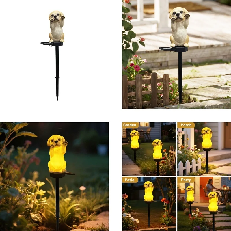 SM25402 Solar Stake Light Resin Statue - Cut Dog Animal