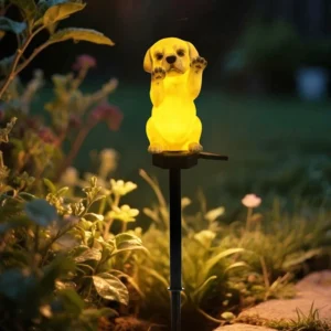 SM25402 Solar Stake Light Resin Statue - Cut Dog Animal_2