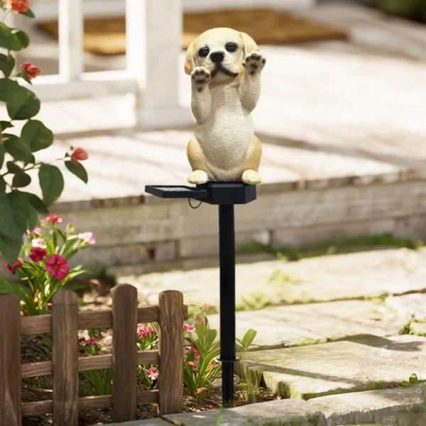 SM25402 Solar Stake Light Resin Statue - Cut Dog Animal_3