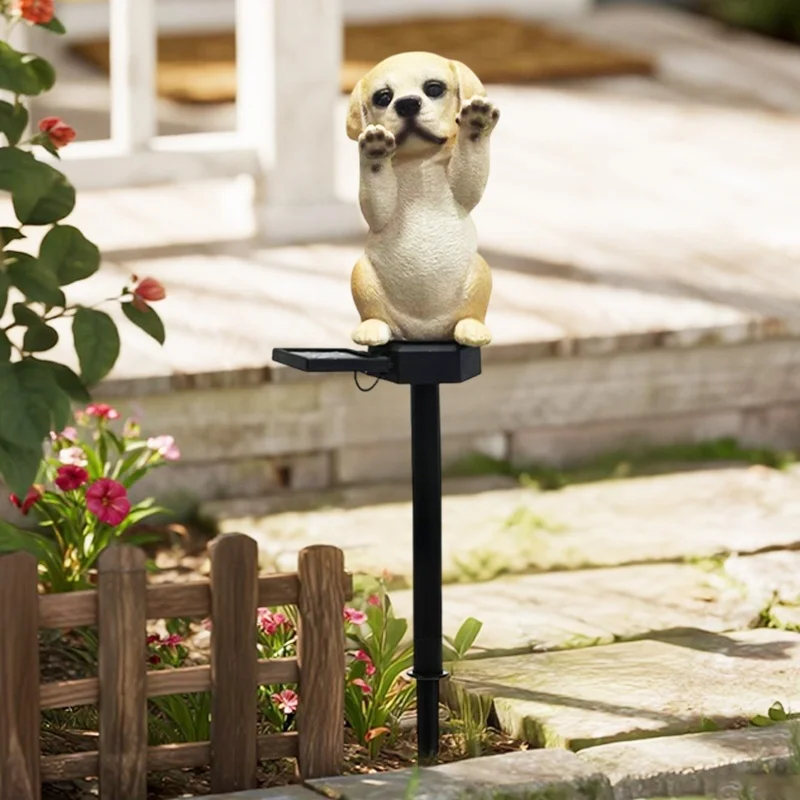 SM25402 Solar Stake Light Resin Statue - Cut Dog Animal_3