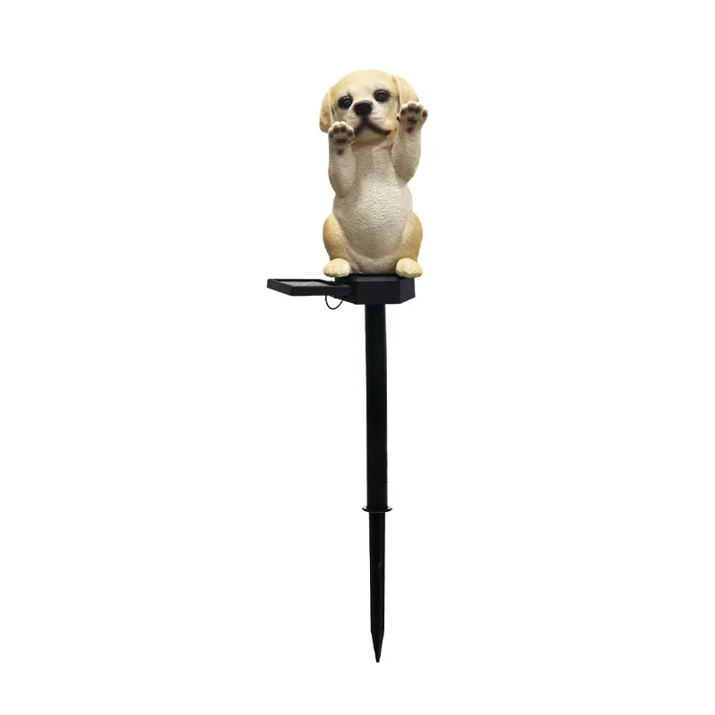 SM25402 Solar Stake Light Resin Statue - Cut Dog Animal_5