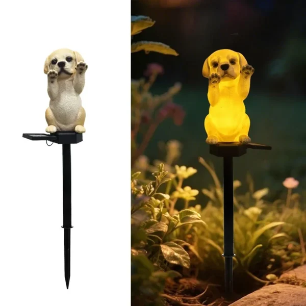 SM25402 Solar Stake Light Resin Statue - Cut Dog Animal_6