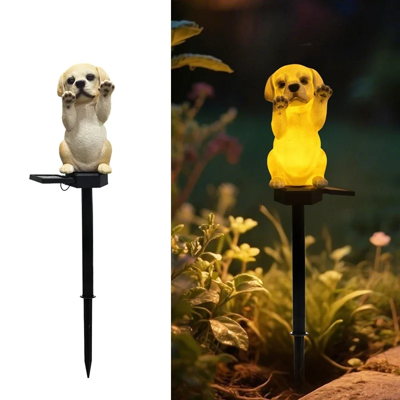 SM25402 Solar Stake Light Resin Statue - Cut Dog Animal_6
