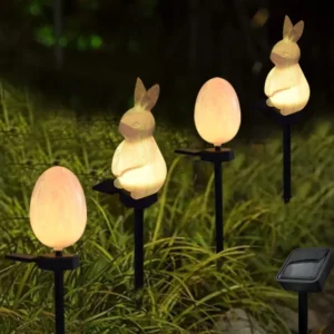 SM25405 Plastic PP Solar Stake Light - Easter Bunny and Egg Rabbit Animal_2