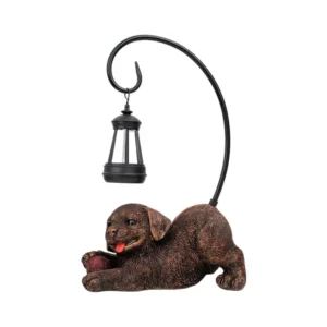SM25410 Solar Party Dog Resin Statue Freestanding Animal Chandelier Light