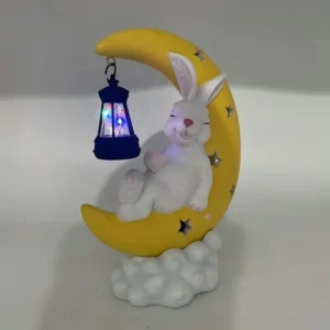 SM25413 Solar Moon Twin Rabbits Freestanding Light Resin Animal Statue