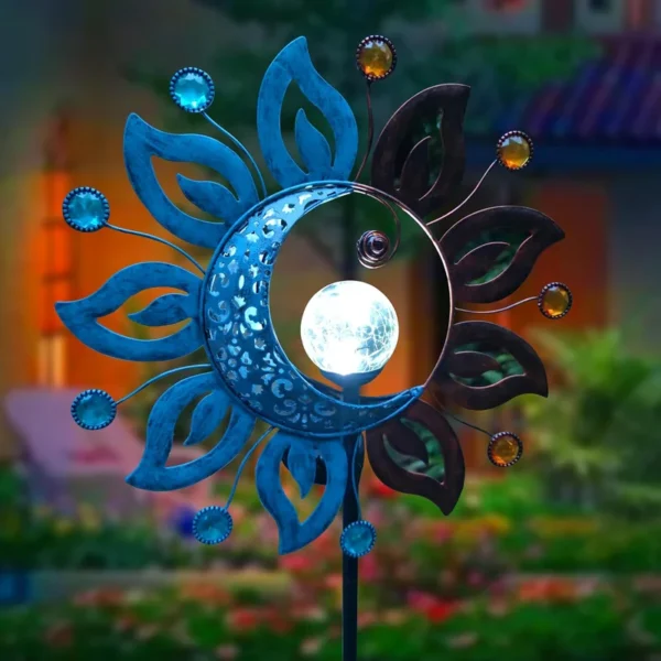 SM25438 Metal Iron + Glass Sun and Moon Solar Stake Light_4
