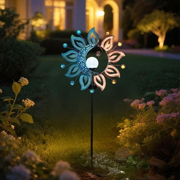 SM25438 Metal Iron + Glass Sun and Moon Solar Stake Light_7