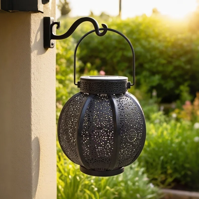 SM25455 Solar Powered Vintage Metal Iron Hanging Lantern Light