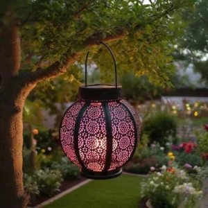 SM25455 Solar Powered Vintage Metal Iron Hanging Lantern Light_2