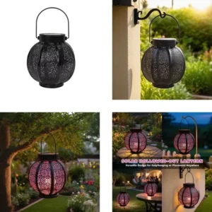 SM25455 Solar Powered Vintage Metal Iron Hanging Lantern Light_4