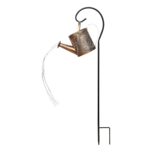 SM25459 Plastic PP Hollow-Out Watering Can Solar Stake Lantern Light