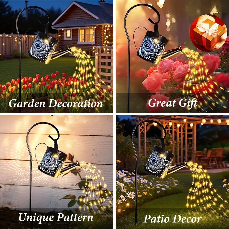 SM25459 Plastic PP Hollow-Out Watering Can Solar Stake Lantern Light_6