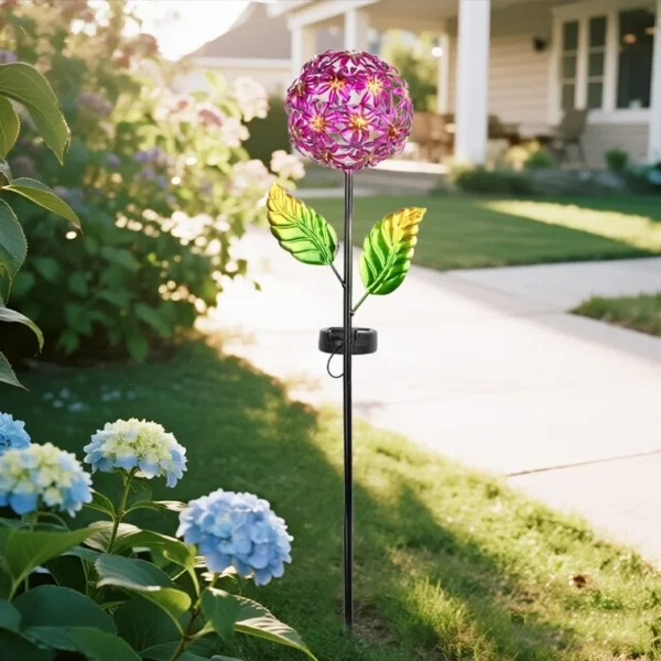 SM25461 Blue Solar-Powered Decorative Flower Stake Light - Plastic, PP, Metal, Iron, Small
