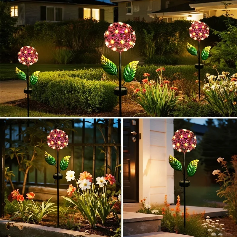 SM25461 Blue Solar-Powered Decorative Flower Stake Light - Plastic, PP, Metal, Iron, Small_3