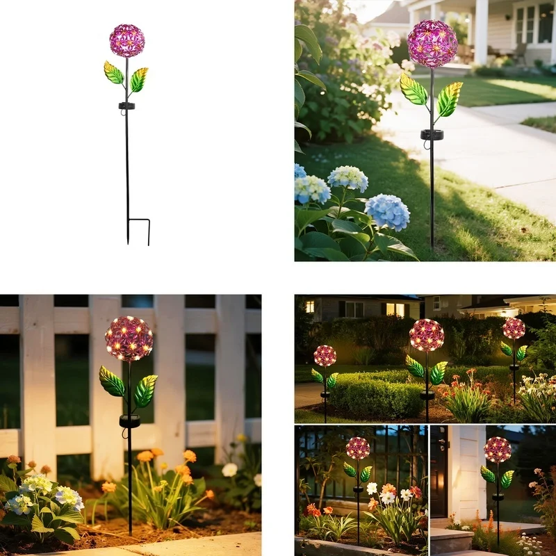 SM25461 Blue Solar-Powered Decorative Flower Stake Light - Plastic, PP, Metal, Iron, Small_4