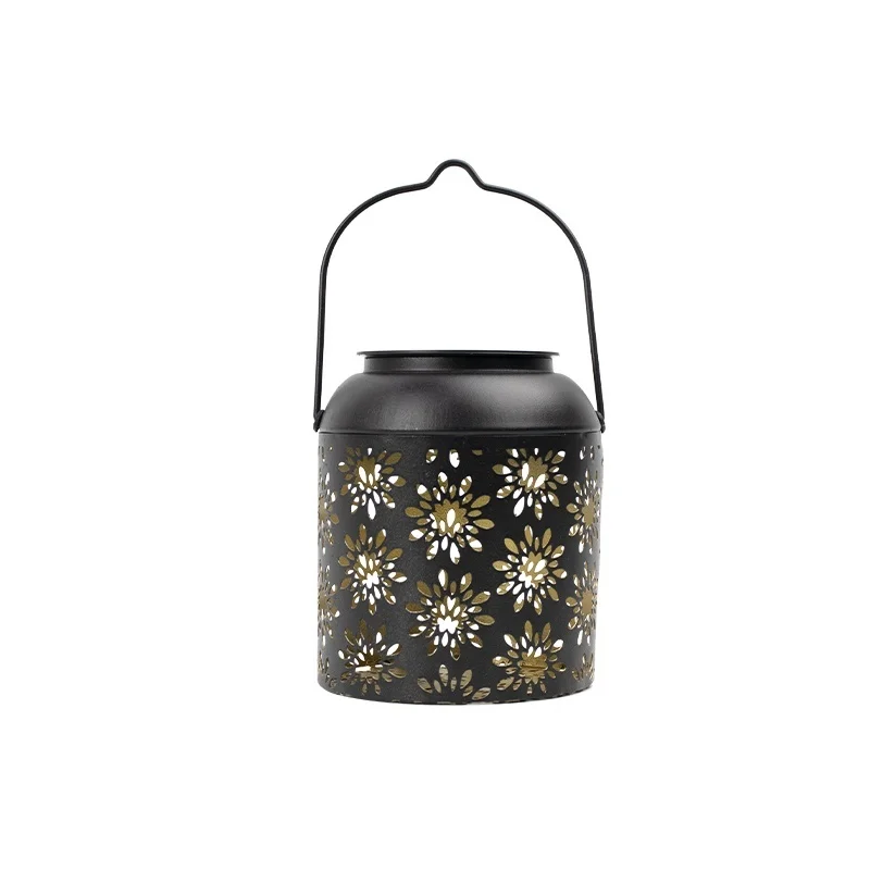 SM25466 PP Plastic Solar Hanging Lantern with Floral Pattern