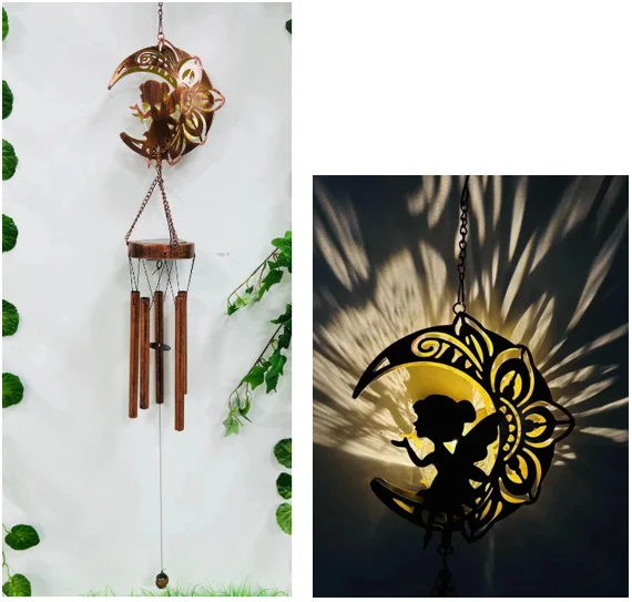 SM25468 PP Plastic Hanging Fairy Solar Wind Chime