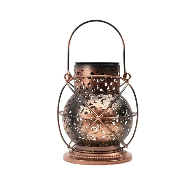 SM25471 Silver Plastic PP Decorative Hollow-Out Solar Hanging Lantern, Small Modern Design with Stand_2