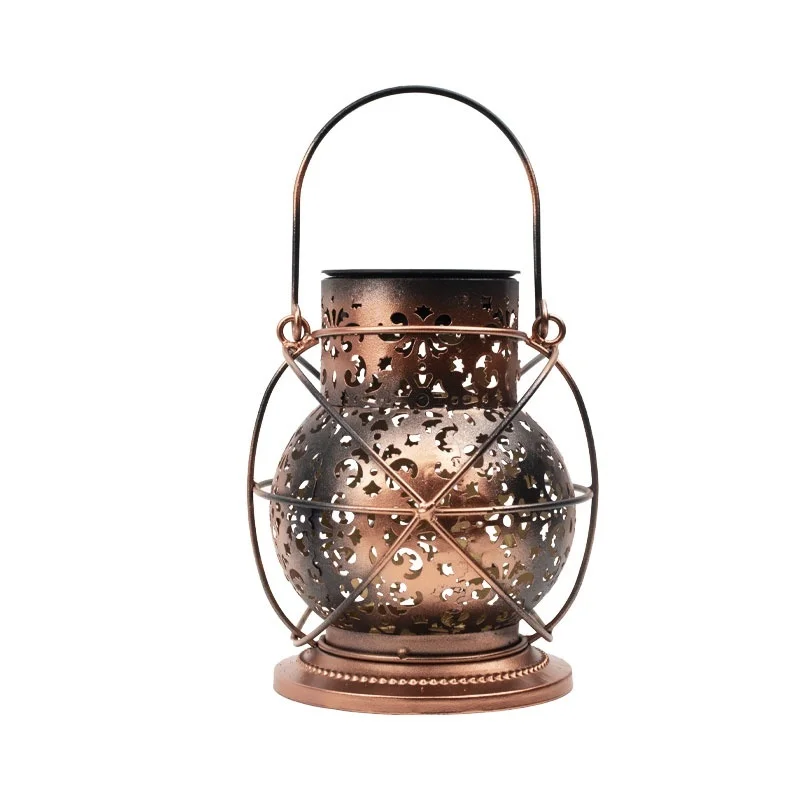 SM25471 Silver Plastic PP Decorative Hollow-Out Solar Hanging Lantern, Small Modern Design with Stand_2