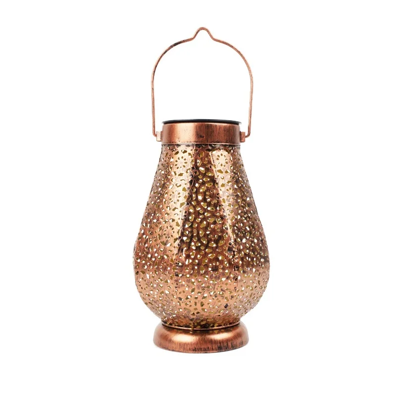 SM25472 Gold Mini Ornate Decorative Hollow-Out Plastic PP Solar Hanging Lantern with Base_2