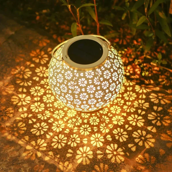 SM25476 Black Jumbo Textured Minimalist Plastic PP Hollow-Out Solar Lantern Hanging Light_2