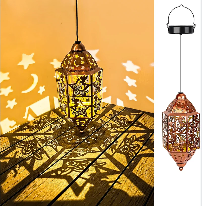 SM25477 Hollow-out Plastic PP Fairy Solar Hanging Lantern
