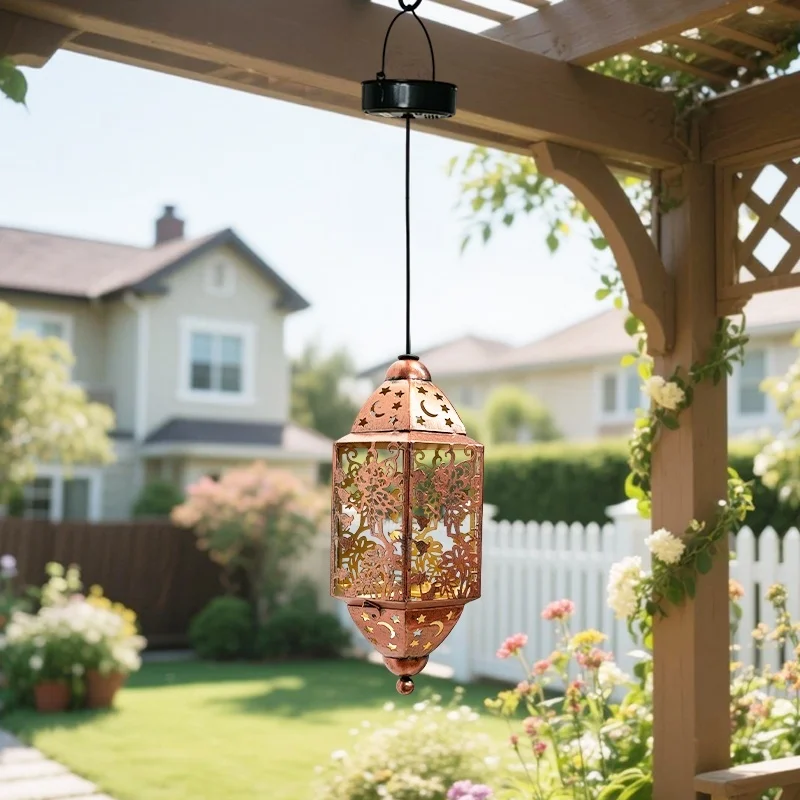 SM25477 Hollow-out Plastic PP Fairy Solar Hanging Lantern_4