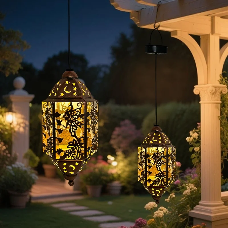 SM25477 Hollow-out Plastic PP Fairy Solar Hanging Lantern_5