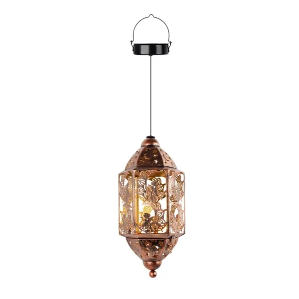 SM25477B Hollow Out Plastic PP Fairy Solar Hanging Lantern