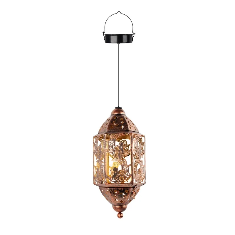 SM25477B Hollow Out Plastic PP Fairy Solar Hanging Lantern
