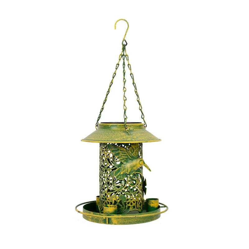 SM25478 Silver Plastic PP Solar Hanging Light with Bird Feeder, Mini Modern Stand for Animals_5