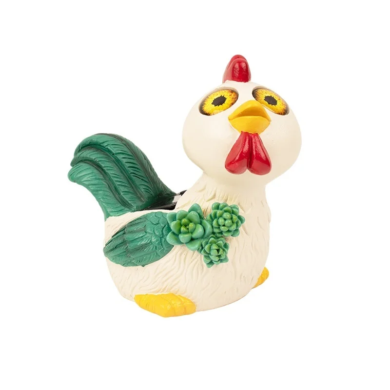 SM25479 Rooster Resin Statue Solar Freestanding Animal Light
