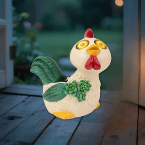 SM25479 Rooster Resin Statue Solar Freestanding Animal Light_2
