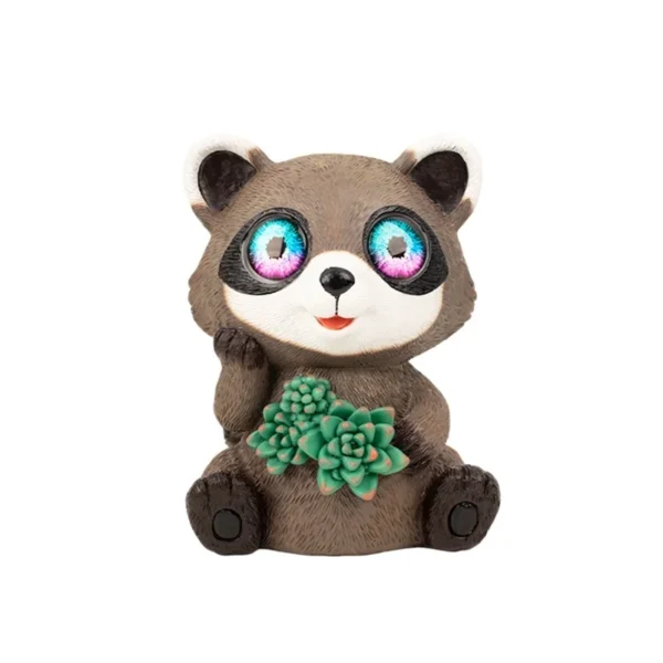 SM25481 Resin Raccoon Solar Animal Statue with Freestanding Light_3