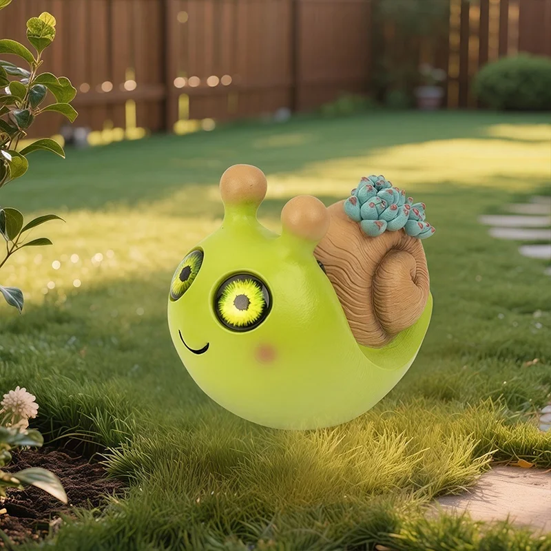 SM25483 Snail Solar Resin Statue Freestanding Animal Light_3