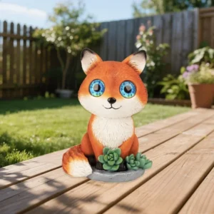 SM25484 Fox Resin Statue Solar Freestanding Animal Light_2