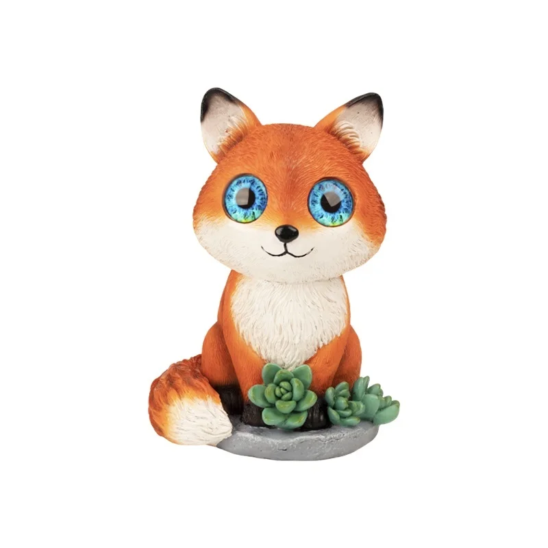 SM25484 Fox Resin Statue Solar Freestanding Animal Light_3