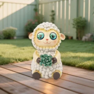SM25485 Little Lamb Solar Resin Statue Freestanding Animal Light